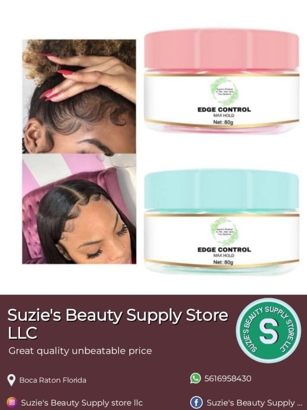 Suzie's Beauty Edge Control Max Hold - Pink or Mint